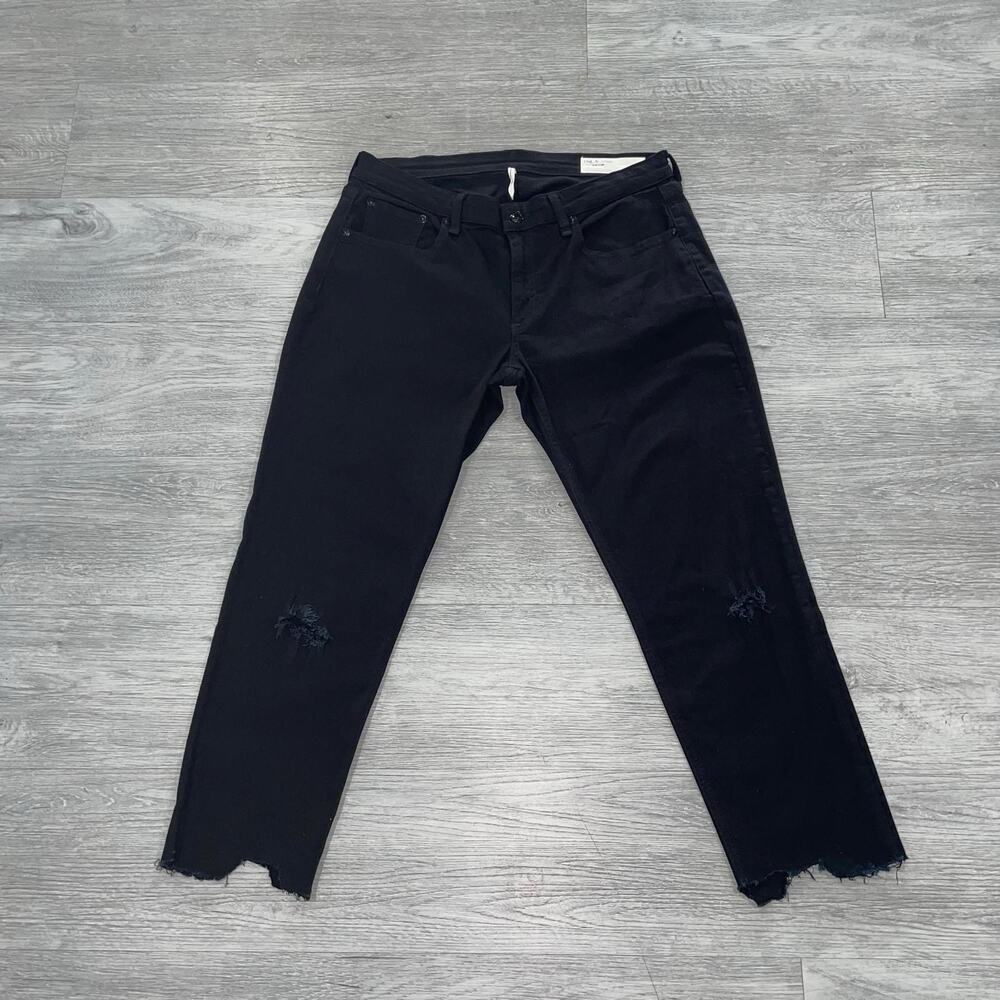 Rag & Bone Jeans Women’s 31 Dre Low Rise Slim Boyfriend Stretch Denim Distressed